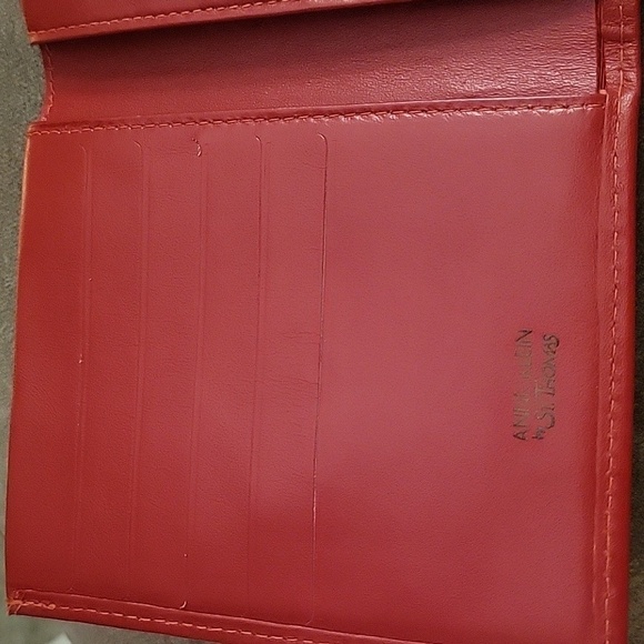 VTG ANNE KLEIN Red Leather Basket Weave Bi-fold Coin Wallet - Picture 5 of 13